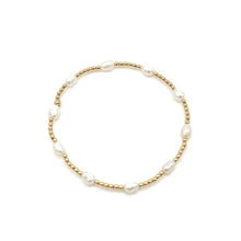 Petite Patterned Rice Pearl Bracelet with 14k Gold-Filled Beads: 6.5"