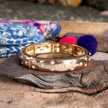 Gold-Tone Eternity Stretch Bangle – Pearls, Turquoise, or Crystals: Wide - Clear Crystals