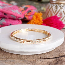 Stretchy Stackable Bangle Pearls and Rhinestones Gold or Silver Tone: Pearls and Crystals - Gold Tone