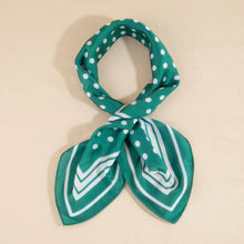 Polka Dot With Stripe Border Print Satin Square Scarf: GN
