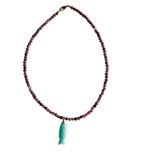 The Ashley Fish Necklace: Green Turquoise with Amethyst Fish