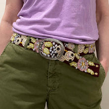 Morning Glory Floral Embroidered Wool Belt: Large