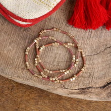 Layered Colorful and Gold Beaded Bracelets Sets: Red