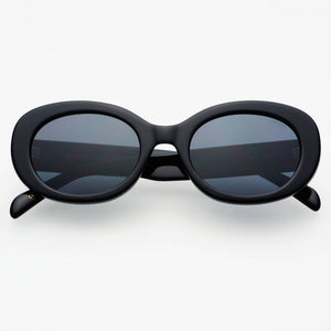 Aria Acetate Womens Oval Sunglasses : Black