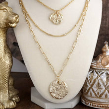 Treasure Trio – 3-in-1 Layered Hammered Coins Necklace: Gold Tone
