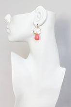 KYLE04 coral teardrop hoop earrings
