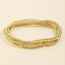 Beaded Stretch Bracelet Set With Crystal Accents: XLMUL