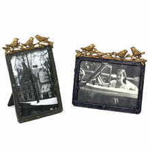 Pewter Frame with Gold Leaf Birds: Vertical