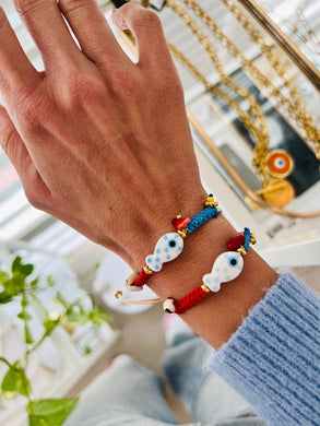 Summer bracelet with fish,, eye bracelets, ,fish bracelet
