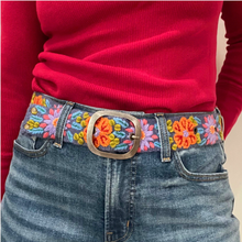 Prairie Flowers Embroidered Wool Belt: M