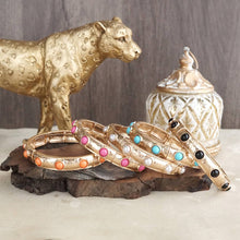 Timeless Charm – Slim Cabochon Eternity Bangle: Pearl