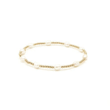 Petite Patterned Rice Pearl Bracelet with 14k Gold-Filled Beads: 6.5"