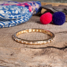 Gold-Tone Eternity Stretch Bangle – Pearls, Turquoise, or Crystals: Wide - Pearls