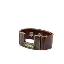 Angular Horseshoe Bracelet with Baguettes: Vintage Brown w Black Diamond