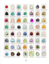 Gemstone 1” Hoop Dangle Earring 80 Color Choices Silver Gold: Turquoise / Gold