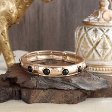 Timeless Charm – Slim Cabochon Eternity Bangle: Black