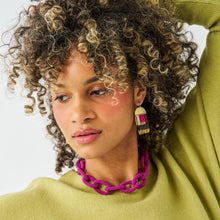 Jenna Chain Link Beaded Necklace Magenta
