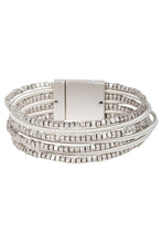 Scarlett Metallic Beaded Bracelet: Silver