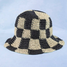 Straw Braided Checkered Bucket Hat: OL