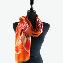 S26005 100% Polyester Lightweight Printed Scarf: 01 Orange