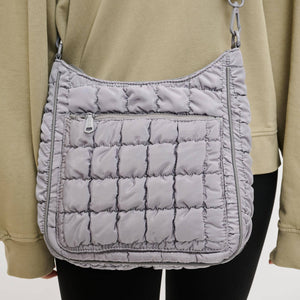Aura - Quilted Nylon Puffer Crossbody: Cream