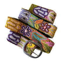 Folklorica Floral Embroidered Wool Belt, Olive: S