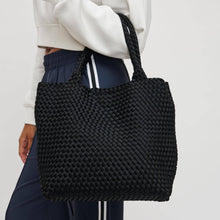 Sky's The Limit Medium Woven Neoprene Tote: Navy Nude