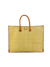 Zafran Solid Straw Beach Bag: Natural / Medium