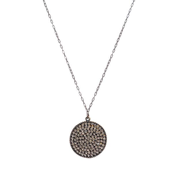 Round Disc Pave Necklace