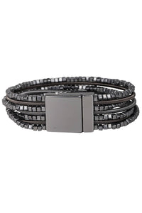 Scarlett Metallic Beaded Bracelet: Silver