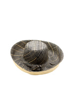 5" & 7" Wide Brim Two Tone Packable Straw Sun Hats: Black Two Tone / 7" Brim