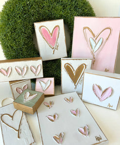 Textured hearts on canvas | valentine | pastel | xoxo | love