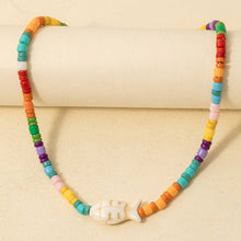 Fish Pendant Vibrant Mixed Beaded Necklace: MU