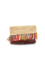 Coco Crochet Straw Clutch with Raw Fringe Trim: Natural