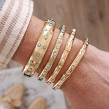 Gold-Tone Eternity Stretch Bangle – Pearls, Turquoise, or Crystals: Skinny - Clear Crystals