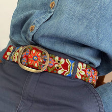 Spice Island Floral Embroidered Wool Belt: S
