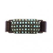 Rectangle Leather Bracelet: Vintage Brown W Lt Turq