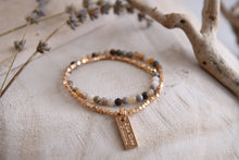 Gemstone Wrap Bracelet with Faceted Gold Beads : Amazonite