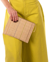 Amelia Set of 3 Pinstripe Nesting Raffia Straw Clutches: Blues