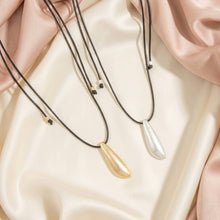 Elongated Teardrop Pendant Cord Necklace: WG