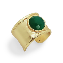 Hand-Edge Glass Ring - 24K Gold Plated: Emerald Green