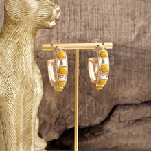 Celestial Glow – Fall Jeweled Hoop Earrings: Mustard