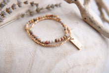 Gemstone Wrap Bracelet with Faceted Gold Beads : Amazonite
