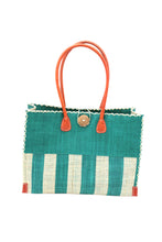 Zafran Two Tone Wide Stripe Straw Beach Bag: Medium / Carmalita Swirl