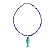 The Big Eye Fish Necklace: Pink Jade with Rose Quartz