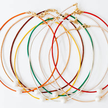Adjustable Leather and Pearl Minimalist Necklace for Spring: Orange