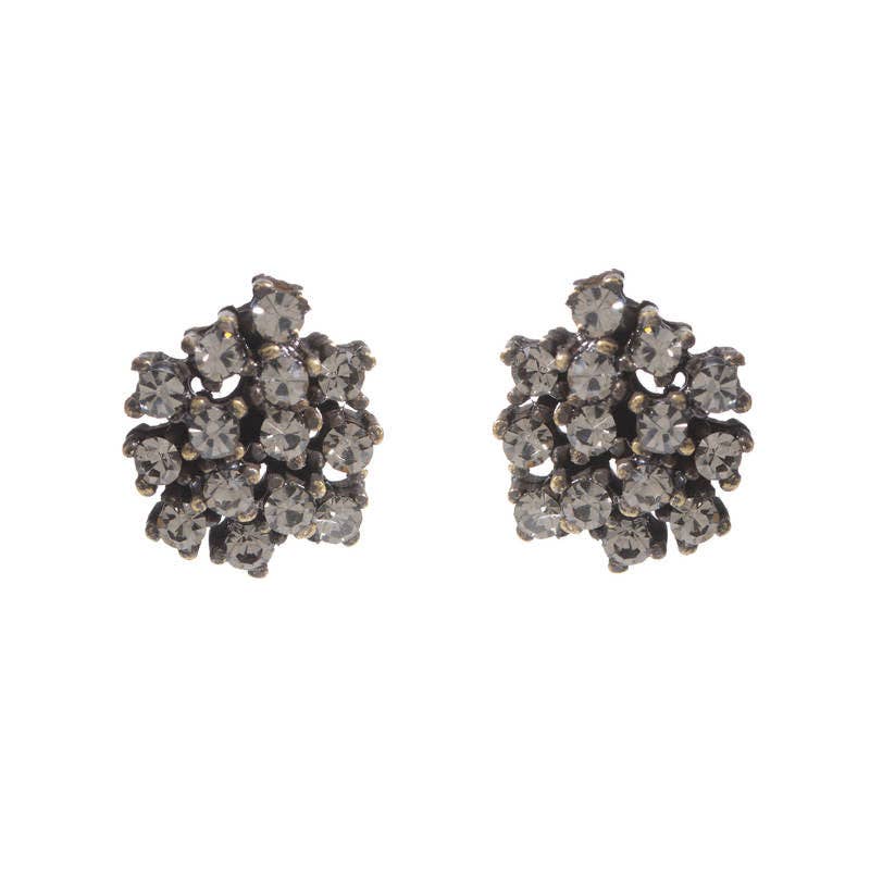 Beaded Cluster Earring: Black Diamond