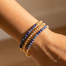 Beaded Stretch Bracelet Set: LAPIS