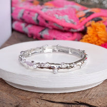 Stretchy Stackable Bangle Pearls and Rhinestones Gold or Silver Tone: Pearls and Crystals - Gold Tone