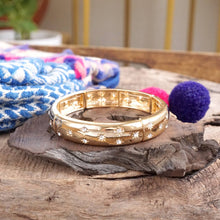 Gold-Tone Eternity Stretch Bangle – Pearls, Turquoise, or Crystals: Wide - Pearls